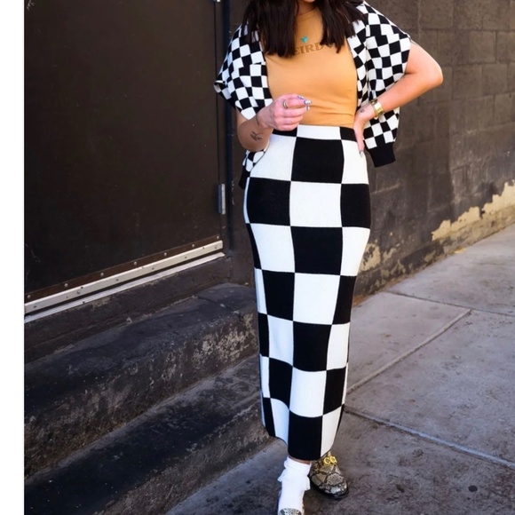 Dressed in LALA Dresses & Skirts - LALA ORIGINAL To The Stars Knit Skirt in Checkerboard